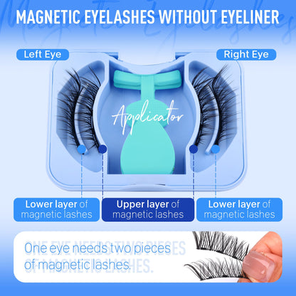 Magnetic Eyelashes with Applicator Magnetic Lashes Fluffy Magnetic Eyelashes without Eyeliner Natural Look Cat Eye Eyelashes Magnetic Lashes with Clamp Reusable No Glue False Eyelashes by Eefofnn