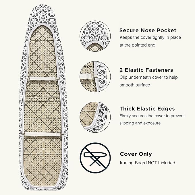 Ironing Board Cover and Pad 15"x54" Extra Thick Natural Cotton, Scorch and