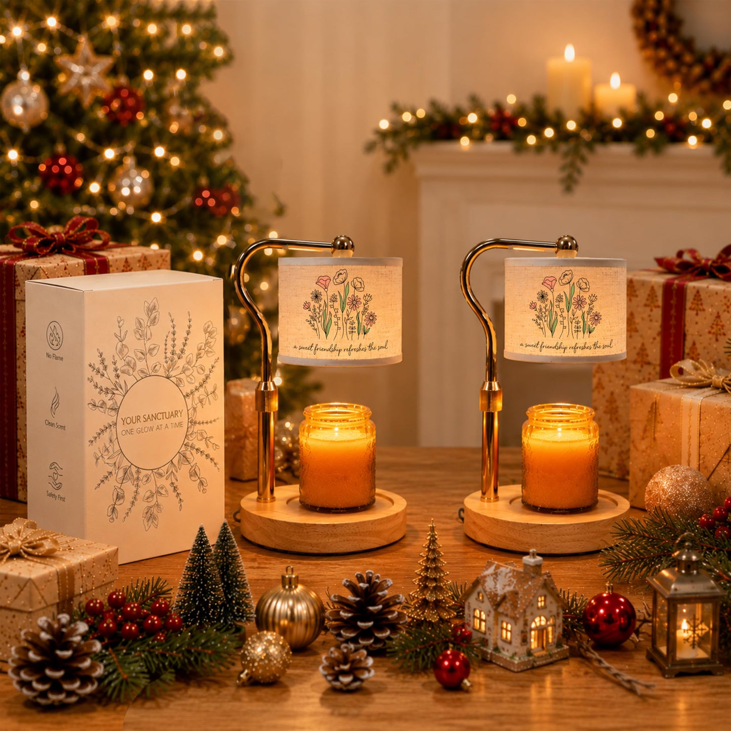 GIFTELIX Candle Warmer Lamp with Timer Dimmable - Electric Candles Wax Warmers Adjustable Height - House Warming New Home Decor - Christmas Birthday Gifts for Women Friend Sister Christian Friendship