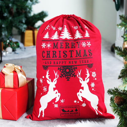 JOYIN 3 Packs Santa Sack, Large Christmas Canvas Gift Bag with Drawstring 26" x 19" for Hoilday Party Supplies, Reusable Personalized Best Gift for Xmas Package Storage, Christmas Event Party Favors