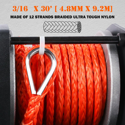 ZESUPER 3000 lb Electric Winch for ATV UTV Trailer Boat Synthetic Rope Winch 12V DC Off Road Towing Winches with Wireless Remote Mounting Bracket