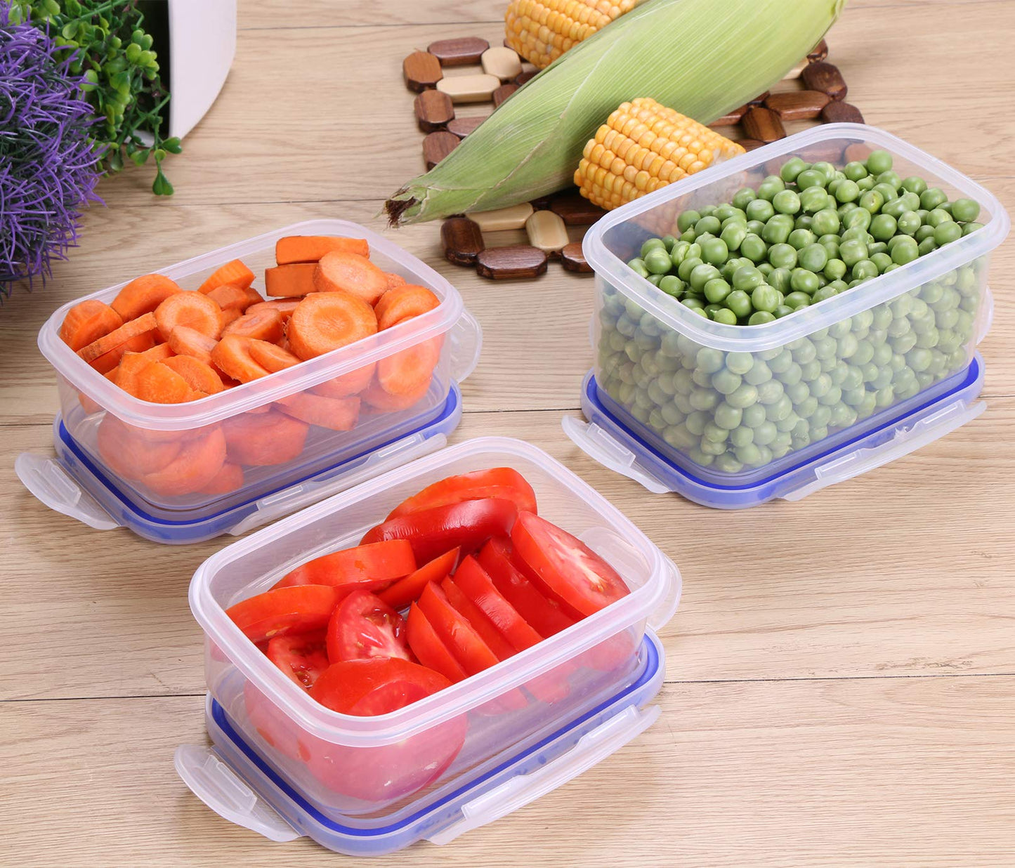 KICHLY Airtight Food Storage Containers 18 piece (9 Containers, 9 Lids), BPA-Free Plastic Food Containers with Lids, Airtight & Stackable Meal Prep Set for Kitchen & Pantry Organization, Blue