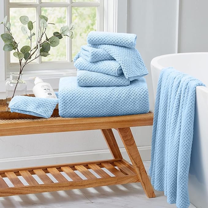 8 Piece Bathroom Towel Set Blue |2 Oversized Large Bath Towels Sheet, 2 Hand