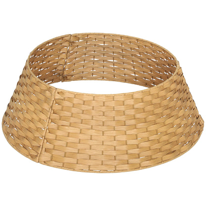 HOMCOM 27 inch Rustic Christmas Tree Collar, Plastic Woven Christmas Tree Skirt, Base Cover for Party, Holiday, Home Decoration, Natural