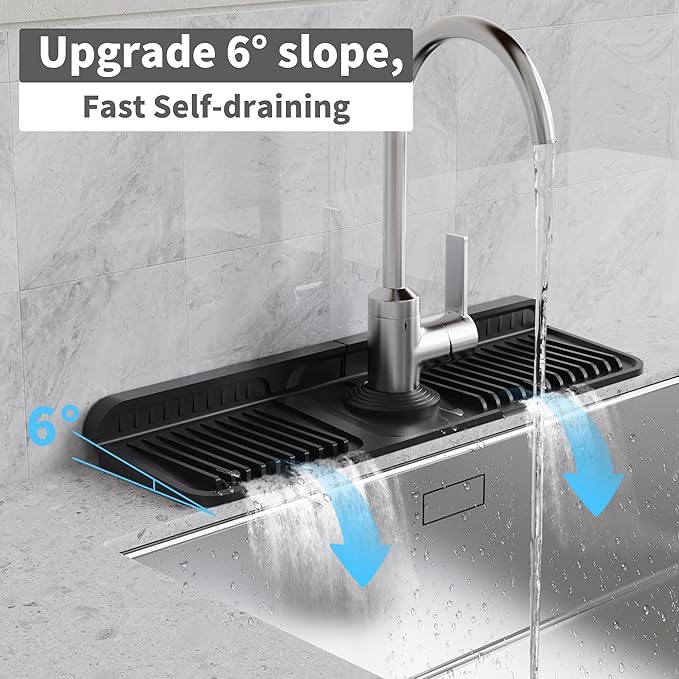 WAFT YEARN 17X5 Inch Silicone Durable Faucet Mat Kitchen Sink Splash Guard