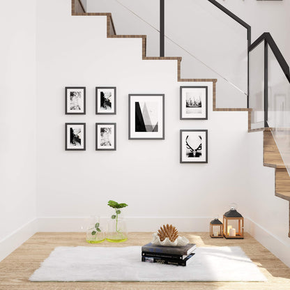SONGMICS Picture Frames with 7 Mats, Set of 7 Collage Photo Frames, One 11x14, Two 8x10, Four 6x8 Frames, Hanging or Table Display, Glass, Black URPF37BK