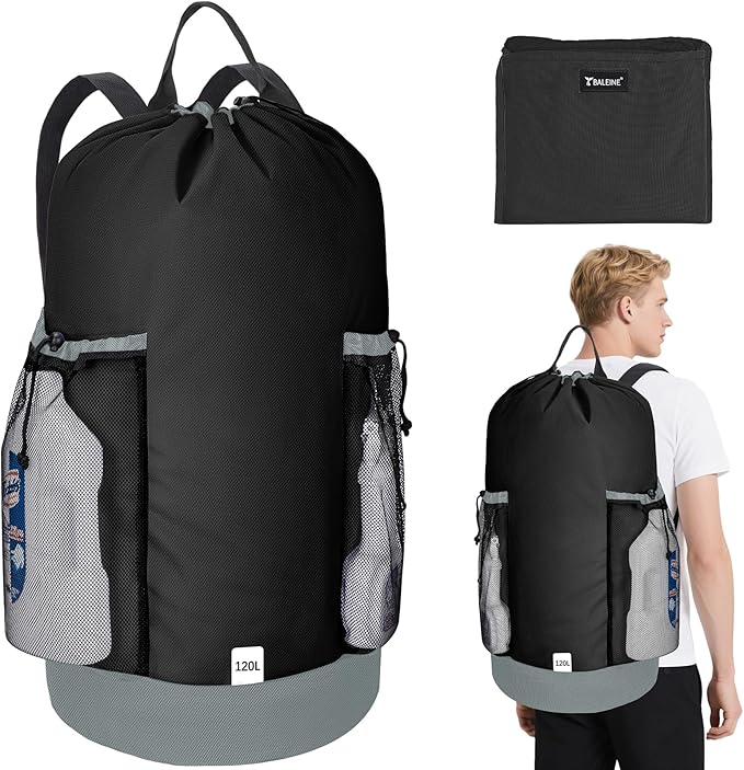 BALEINE 120L Laundry Bag Backpack, 900D Oxford Fabric Large Travel Laundry Bags