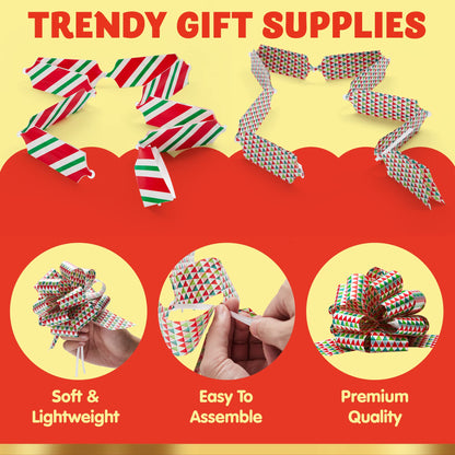 JOYIN 24 PCS Christmas Pull Bows for Gift Wrapping 4.7", Gift Wrap with Ribbon Pull Bows, Easy and Fast Wrapping Accessory for Xmas, Baskets, Wine Bottles, Present, Florist, Bouquet Decoration