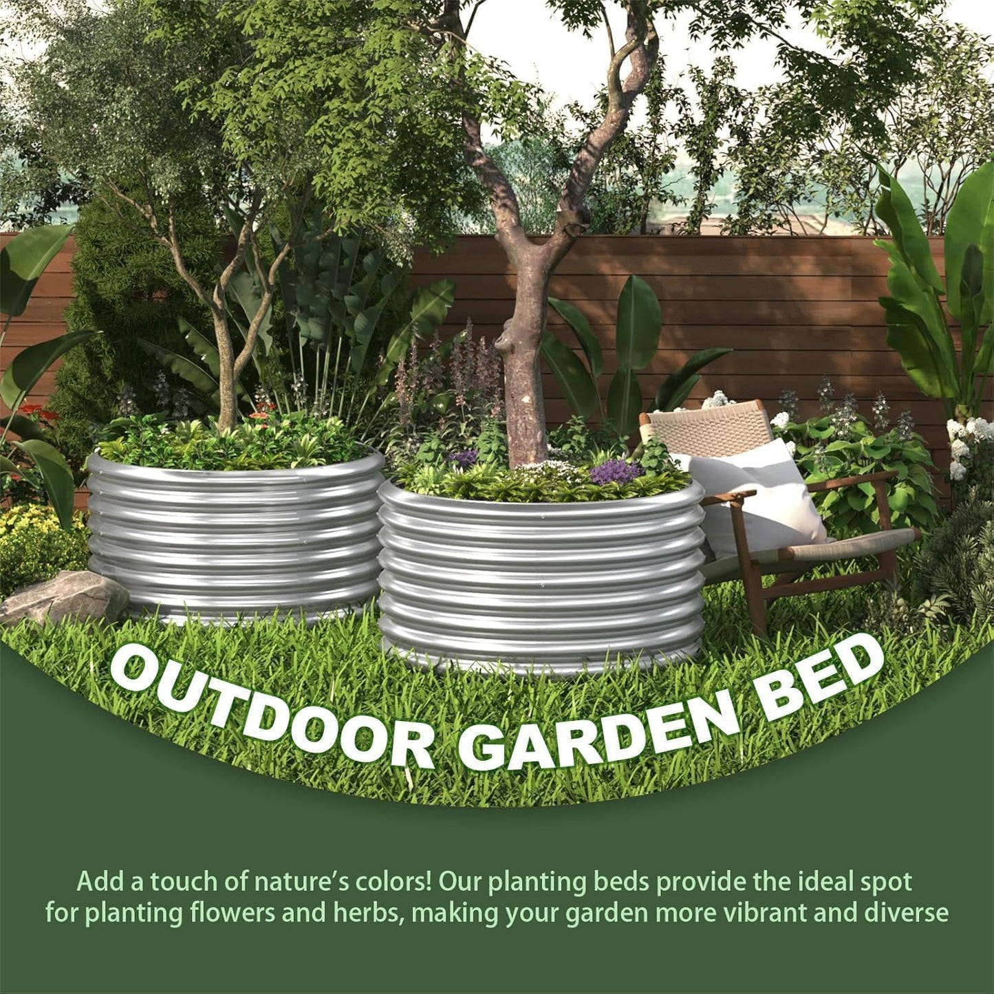 CATMANOR 4 Pack 3x3FT Round Corrugated Galvanized Steel Raised Garden Bed Outdoor, Metal Above Ground Garden Bed for Vegetables and Flowers, Raised Beds for Gardening-3x3FTx10Inch