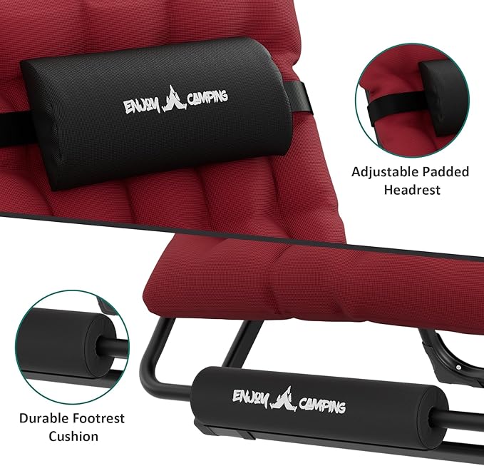 UDPATIO Oversized Zero Gravity Chair Set of 2, 29In XXL Patio Reclining Chair with Cushion, Outdoor Folding Recliner with Pillows|Cup Holder|Foot Rest|Padded Headrest, Burgundy, Support 500LB