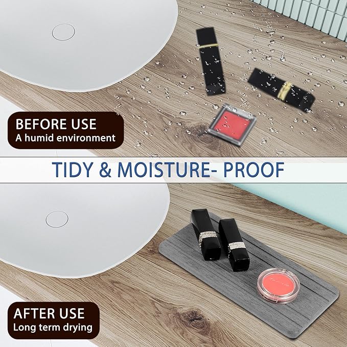 2PCS Water Absorbing Stone Tray, Quick Drying Diatomite Stone Sink Tray