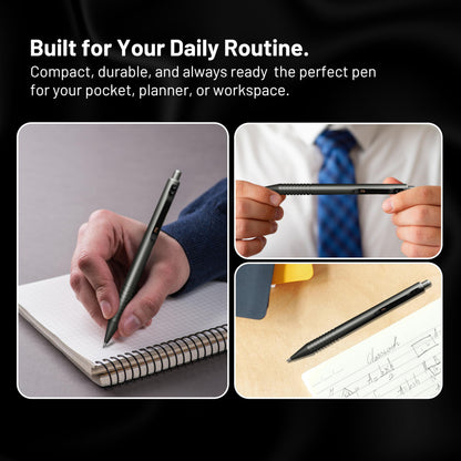 Everyman Gunmetal Grafton Full Click Refillable 0.7mm Gel Ink Pen | Sleek Anodized Aluminum EDC Pen with Deep Grooved Grip | Smooth Writing Pocket Pen for Office, Travel, Gifting & Daily Use