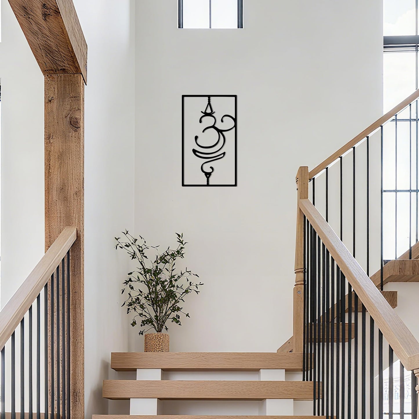Slickss Breathe Sanskrit Symbol Metal Wall Decor, Om Yoga Symbol Wall Art, Yoga Meditation Home Decor, Zen Yoga Studio Decoration, Gift for Yogis(14.2" x 8.3")