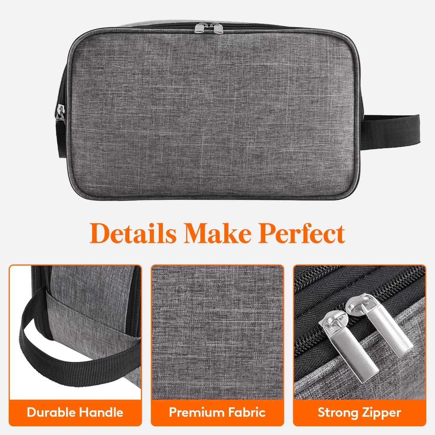Lifewit Toiletry Bag for Men, Large Travel Shaving Dopp Kit with Double Zippers, Water-Resistant Bathroom & Travel Organizer for Full Size Toiletries and Shaving Accessories, Large, Grey