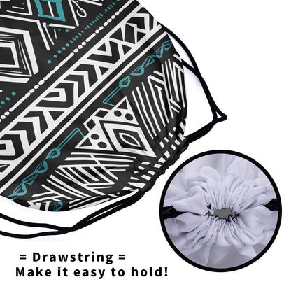 Nerxy Tribal Gymnastics Grip Bag - White Black Grip Bags for Gymnastics Mini Gym Bag Ethnic Drawstring Storage Pouch Adjustable
