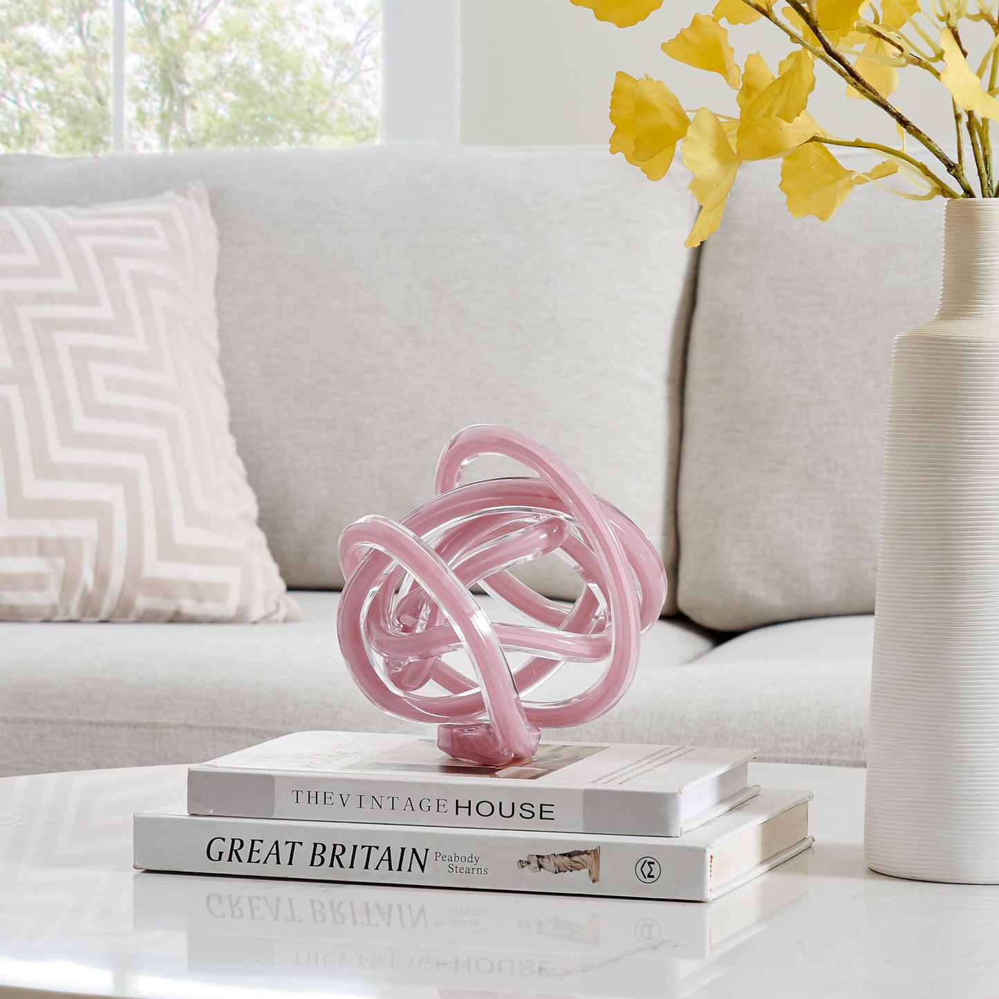 Nox Modern Glass Knot Loop Abstract Tabletop Sculpture