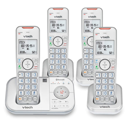 VTech VS112-4 Bluetooth 4 Handset Cordless Phone for Home with Answering Machine, Call Blocking, Caller ID, Intercom and Connect to Cell