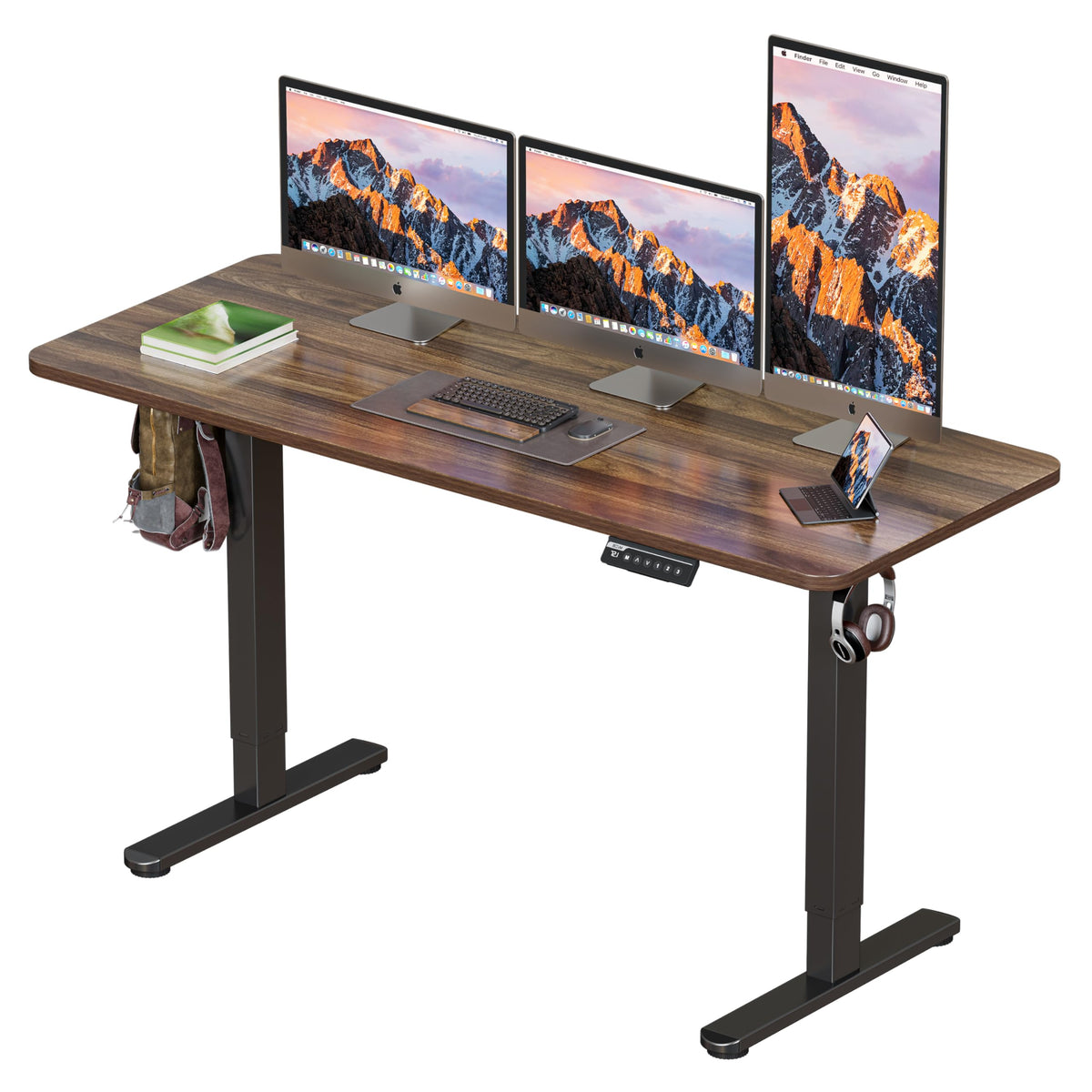 BIZUM Electric Standing Desk 60 x 24 Inch Computer Desk-Gaming Desk Dark Walnut Home Office Desks Height Adjustable Memory Stand Up Computer Workstation