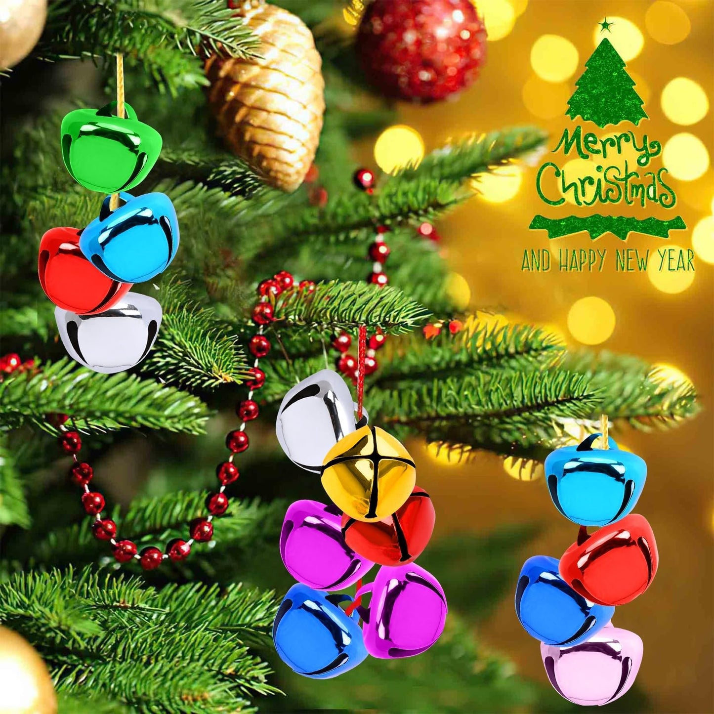 Augshy 4/5 Inch Jingle Bells for Crafts,120 Pcs Small Christmas Tiny Bell