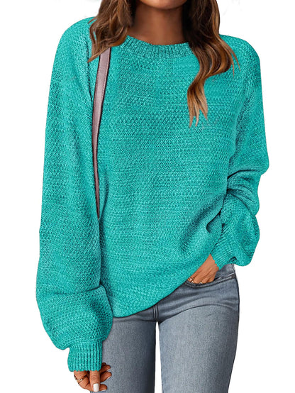 MEROKEETY Women's 2025 Fall Winter Oversized Pullover Sweater Trendy Crew Neck Long Sleeve Heathered Knit Jumper Tops