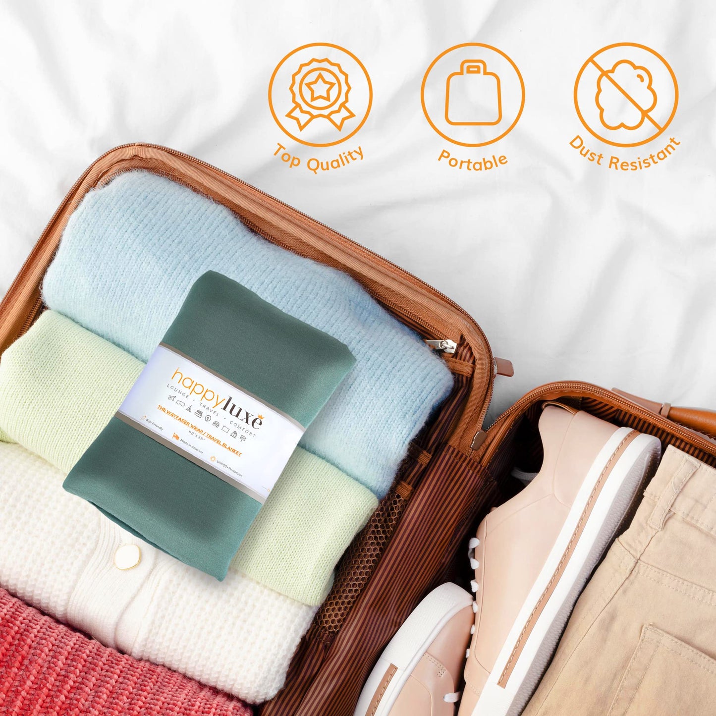 HappyLuxe Travel Wrap and Blanket, Comfort Accessories for Women, Eco Friendly (Sage Green)