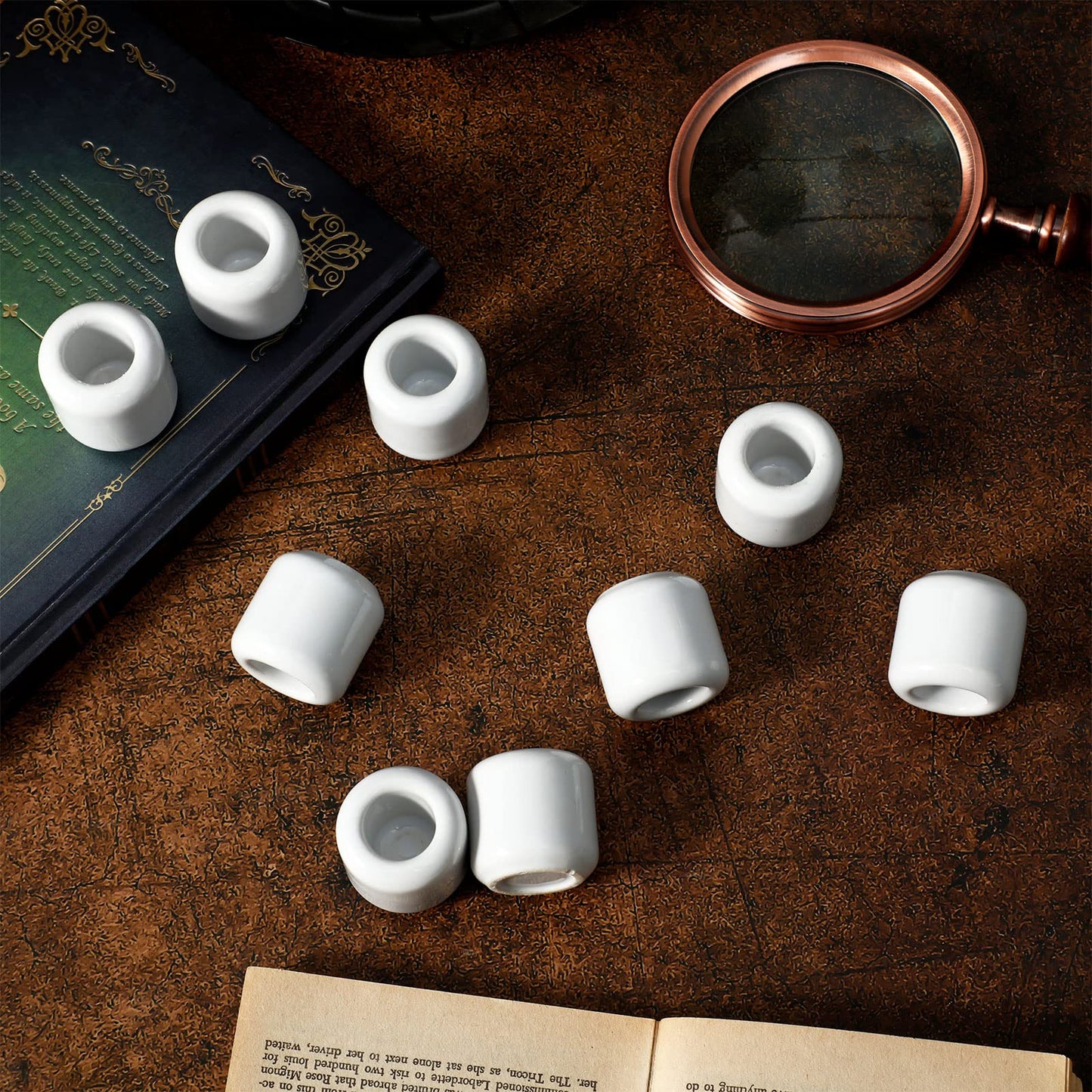 Suclain 20 Pcs 0.7 Inch Chime Candle Holder Small Candle Holders Ceramic Holder for Rituals, Spells, Vigil, Altar, Witchcraft, Wiccan Supplies (White)