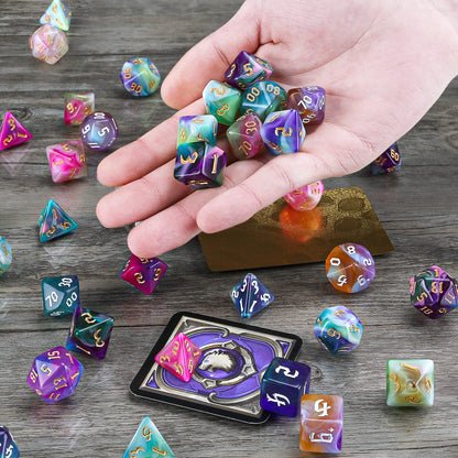 Surhugvy DND Dice Set, 7 X 7 (49 Pieces) Polyhedral Dice Set for Dungeons and Dragons DND RPG MTG Table Games with 7 Pack Black Bags