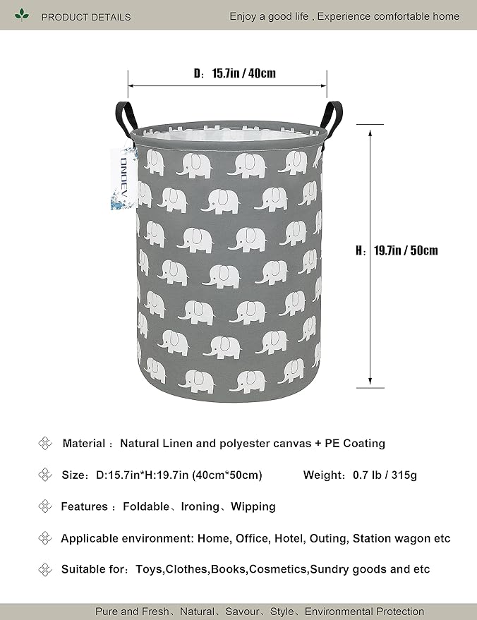 Round waterproof laundry basket, foldable storage basket, laundry Hampers