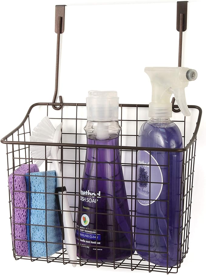 Spectrum Large Over Cabinet Door Organizer Bronze Wire Storage Basket