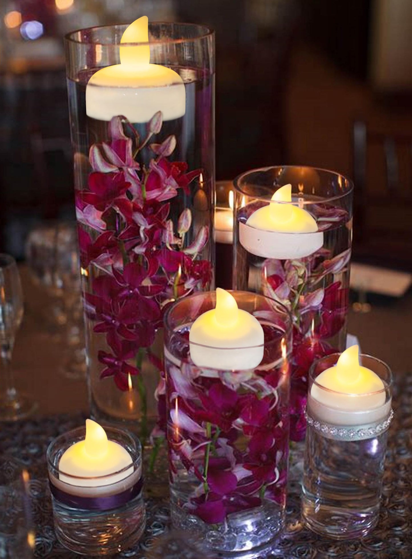 Yakpo 96 Pack Waterproof LED Floating Tea Lights, Flameless Flickering Battery Operated Outdoor Tealight Candles, White Water LED Votive Candle Bulk for Wedding Centerpiece Vase Halloween Decorations