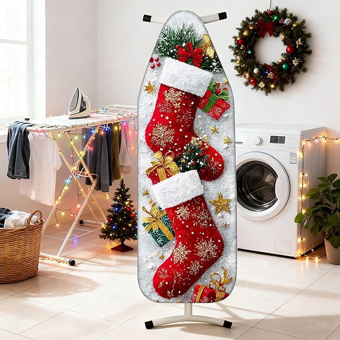 Nuxovilar Ironing Board Cover Winter Stockings Pattern Polyester 15x54 Inches