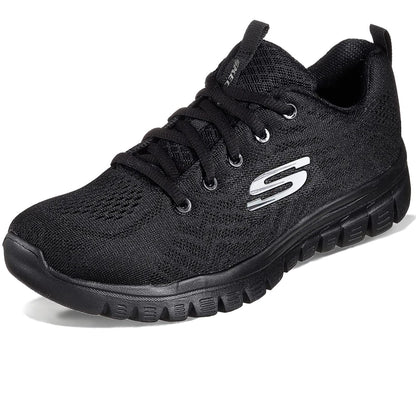 Skechers Women's Graceful Get Connected Sneaker, Black Mesh Trim, 6 UK