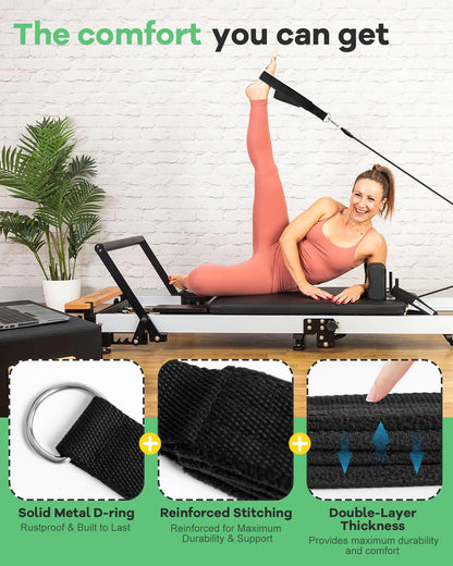 Wonderful Day 2PCS Pilates Straps for Reformer, Comfortable Enhanced Thickness, Fitness Pilates Double Loop Exercise Straps for Home Gym Workout