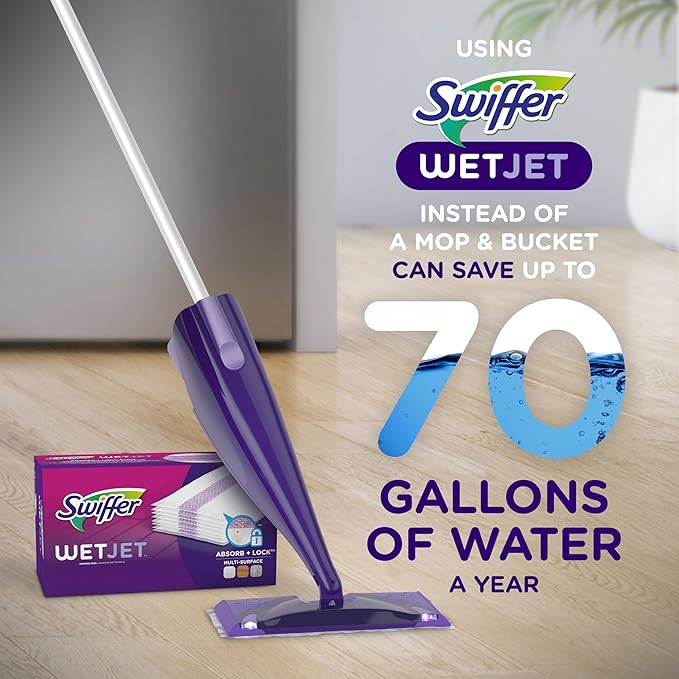 Swiffer WetJet Hardwood Floor Cleaner Spray Mop Pad Refill, Bathroom Cleaning