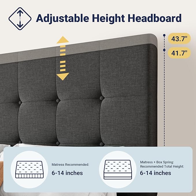 Allewie Upholstered Queen Size Platform Bed Frame