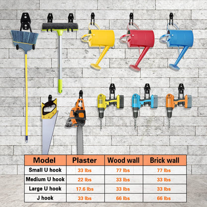 HUPBIPY 12 Pack Garage Hooks Heavy Duty Utility Steel with Anti-Slip Coating Wall Mount Storage Organizer for Hanging Power and Garden Tools, Ladders, Hose, Bikes, Ropes, Bulk Items, and More