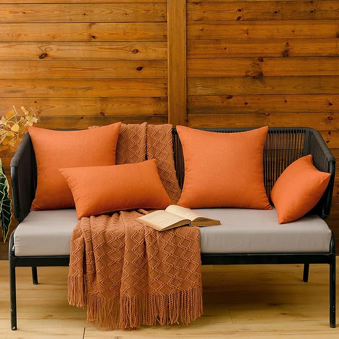 MIULEE Pack of 2 Decorative Outdoor Solid Waterproof Throw Pillow Covers Euro