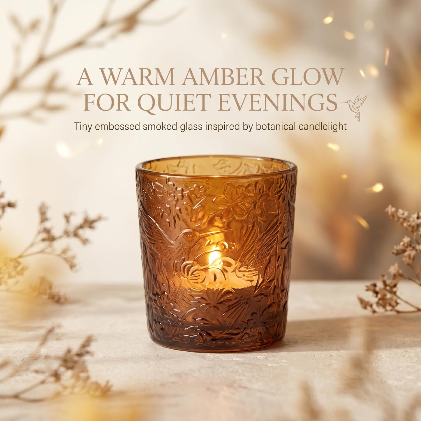 Mocha Hummingbird Tealight Holders, 6 Pack