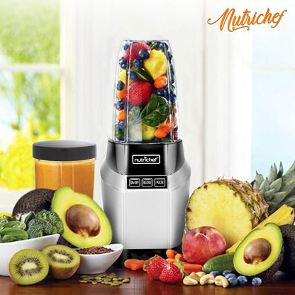 NutriChef Personal Electric Single Serve Blender - Small Professional Kitchen Countertop Mini Blender for Shakes & Smoothies, Pulse Blend, Convenient Lid Cover, Portable 20 & 24 oz Cups, Black
