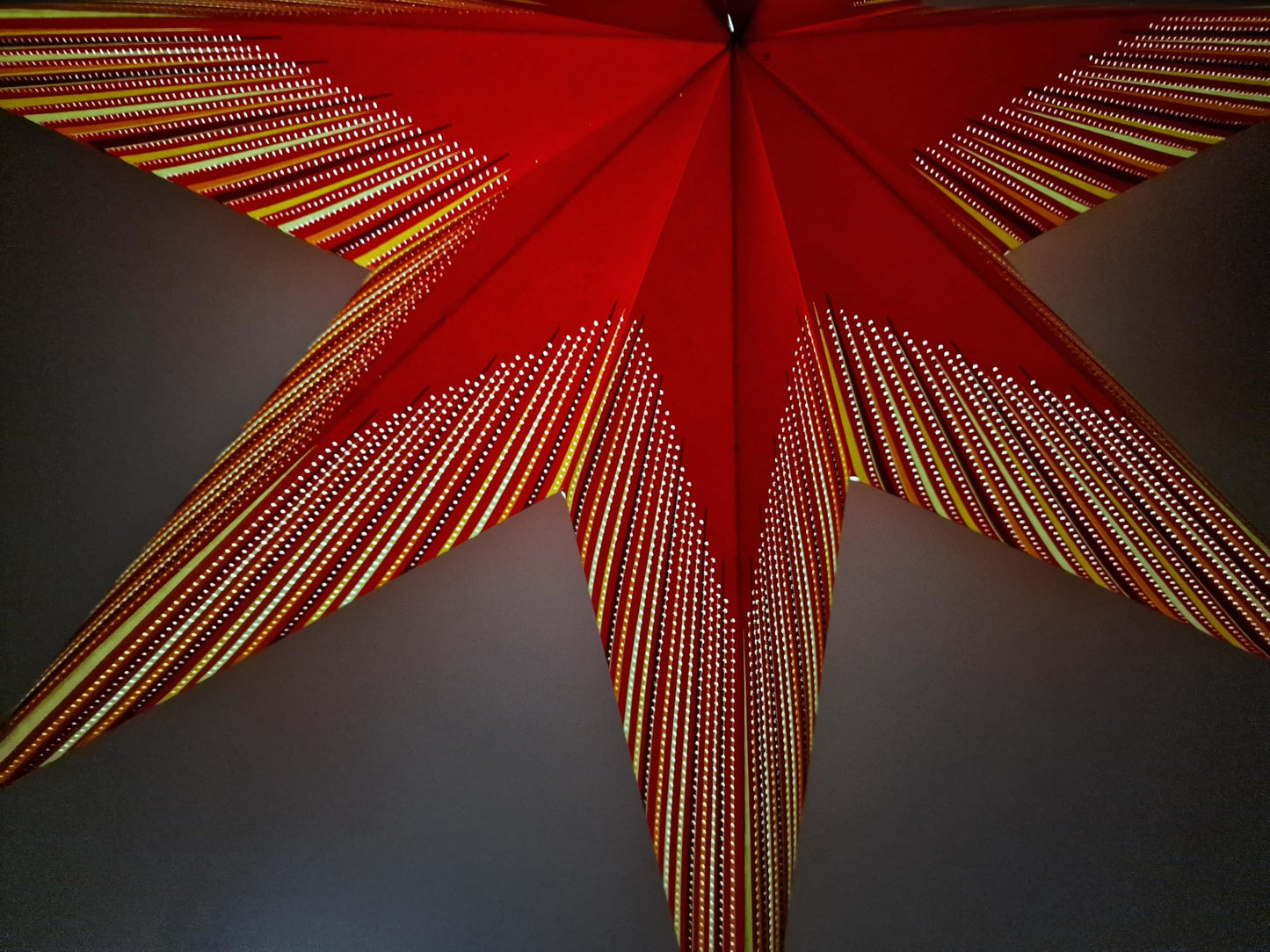 YEPSIO Paper Star Lantern Lampshade, 24 Inch, 7 Pointed Star, Foldable Hanging Decoration for Party, Wedding, Christmas (Red, Multicolour)