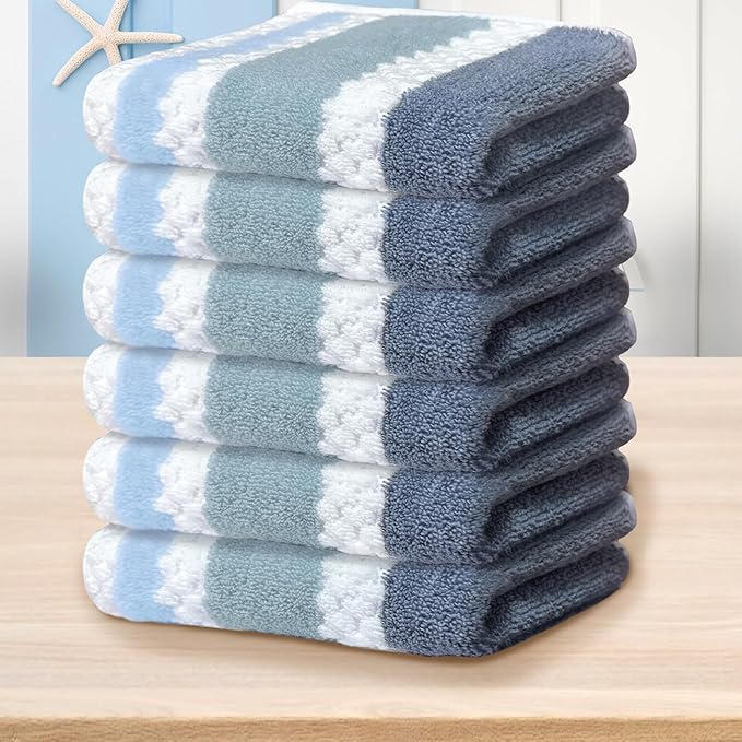 Waffle Washcloths for Bathroom, Wash Cloths 6 Pack 13"x13"