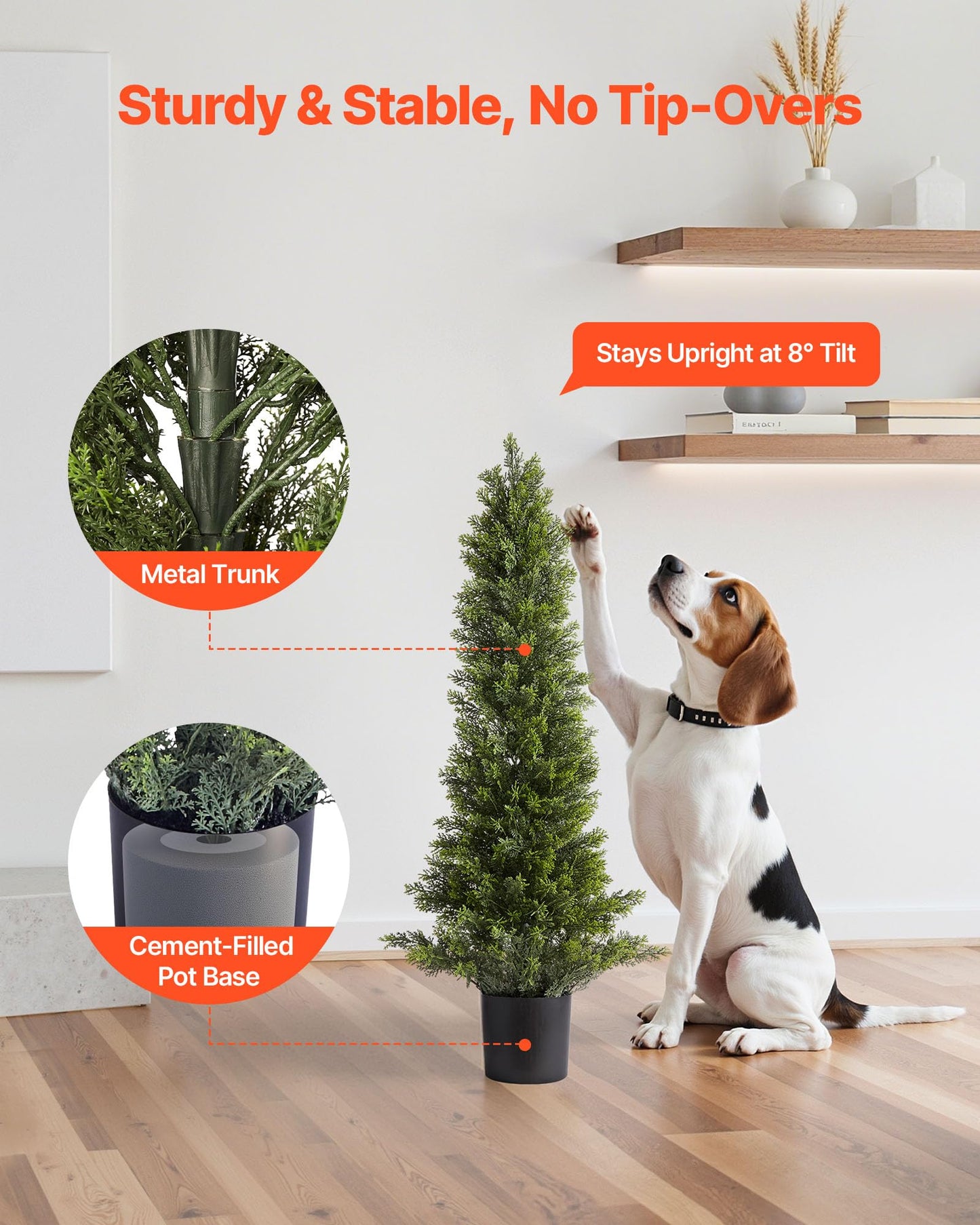 VEVOR Artificial Cedar Topiary Trees, 36 inch 2 Set Faux Pine Shrubs Plants, Fake Silk Tree Look Real, Easy Assembly for Decor Front Porch Outdoor Patio Garden Balcony Backyard Indoor Office（3FT