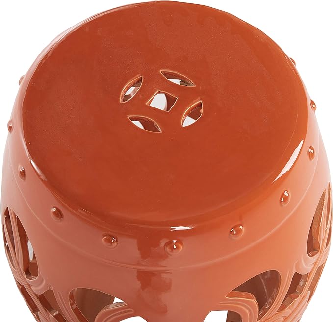 Safavieh Castle Gardens Collection Imperial Vine Antique White Glazed Ceramic Garden Stool