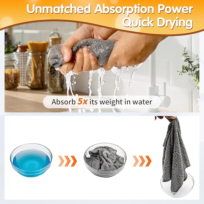 FIXSMITH Microfiber Cleaning Cloth -Pack of 12, Highly Absorbent Cleaning Rags