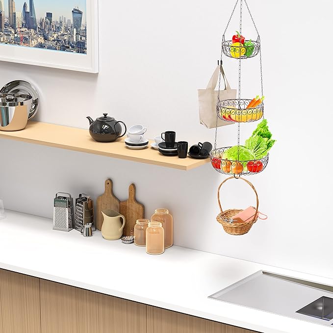 Simple Houseware 3-Tier Fruit Hanging Basket