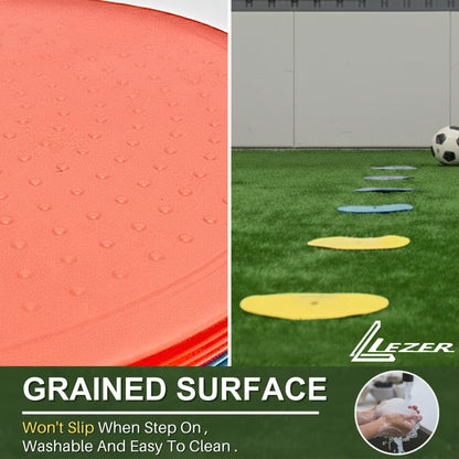 LEZER 9 Inch Flat Cones, Spot Markers, Soccer Cones, Field Court Markers, Sit Spots, Flat Discs, Soccer Training Equipment, Agility Practice, Football, Made in Taiwan, Set of 12