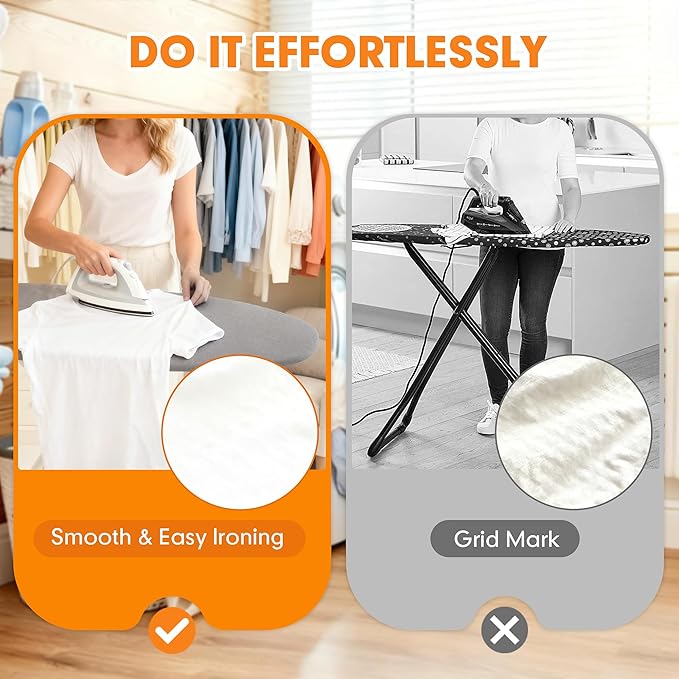 Ironing Board Cover and Pad, 15x54 Standard Size Thick Iron Padding, Scorch &