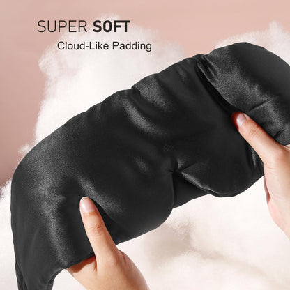 LitBear Silk Sleep Mask for Side Sleeper, Eye Mask Sleeping for Women Men 100% 22 Momme Pure Mulberry Silk, Face-Hugging Padded Eye Cover for Sleeping with Adjustable Band (Black)