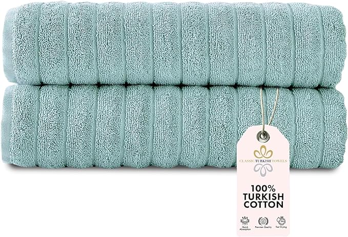 Classic Turkish Towels CTT Premium 2 Pack Bath Towels Set, Made