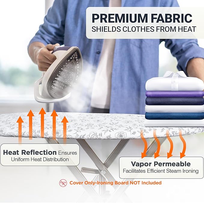 Ironing Board Cover and Pad 15"x54" Extra Thick Natural Cotton, Scorch and